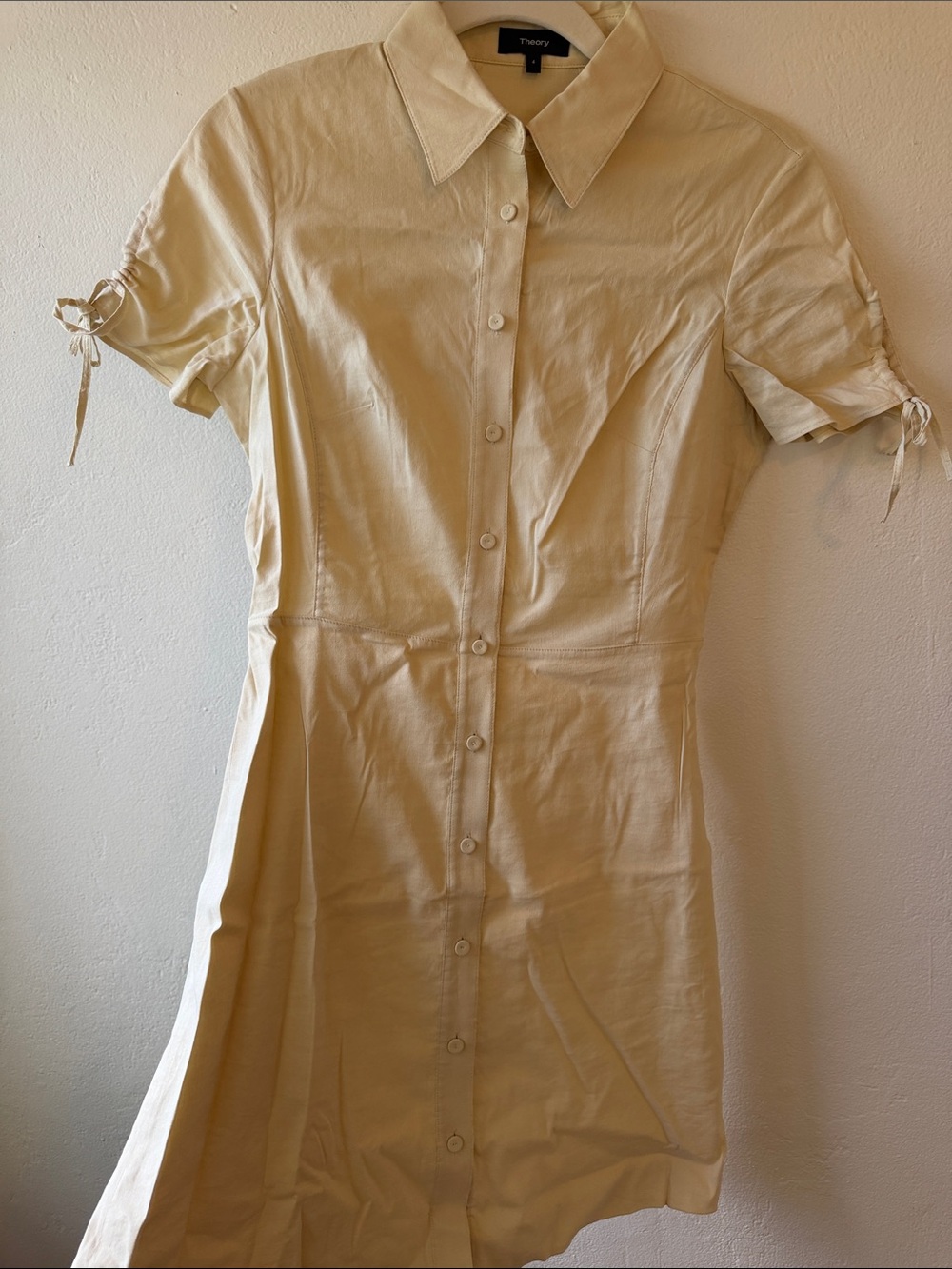 Theory linen blend Button-Down Tie-Sleeve Dress